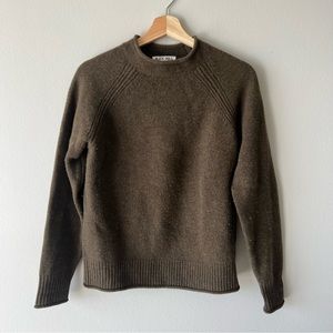 Alex Mill Freja Roll Neck Merino Wool Sweater in Moss Green